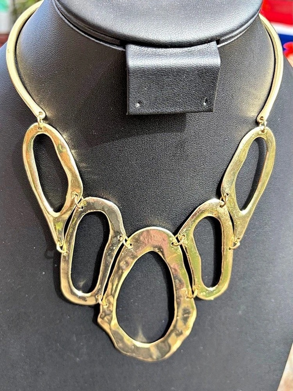 Necklace Gold Metal Hammered Brutalist Rustic Luxury Earthy Boho Statement